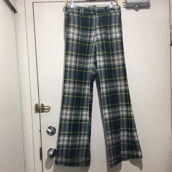 VINTAGE PLAID BELL BOTTOM PANTS SIZE 28 - Picture 2 of 9
